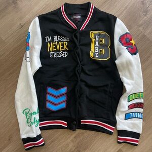 Kids Letterman Jacket - Black and White